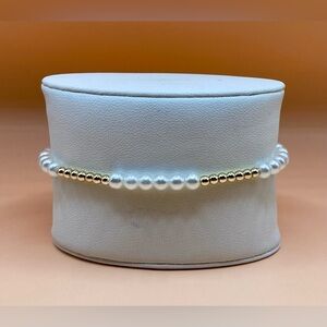14K Gold & Pearl Beaded Bracelet; non tarnish, water & sweat proof. NEW.